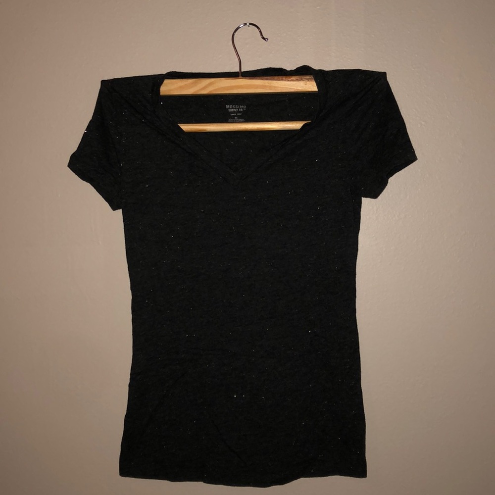 Grey, Gold Flake V-Neck Short Sleeve